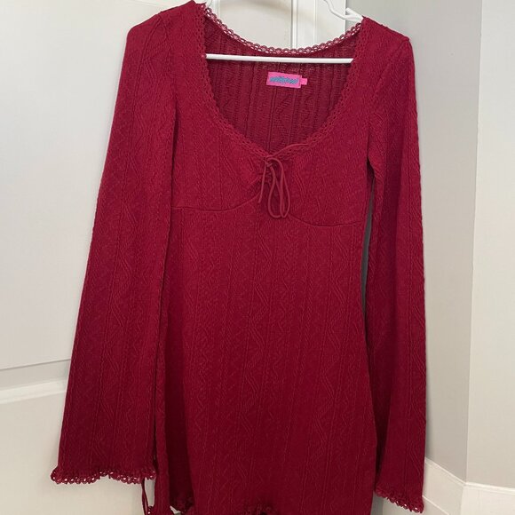 Edikted Krista Lacey Knit Mini Dress - Picture 1 of 3